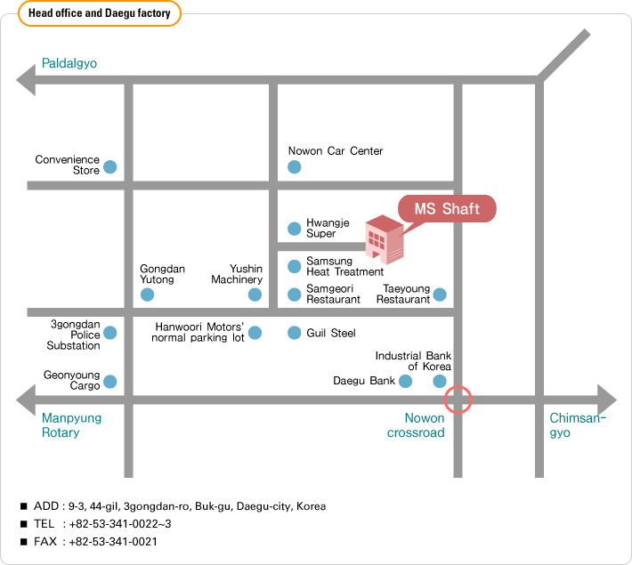 본사 및 공장 약도 : 대구광역시 북구 노원3동 22-9번지